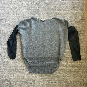 Pinko grey sweater with black leather sleeves (size XS)
